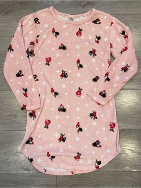 Pink Holiday Puppy Print pijama dress
